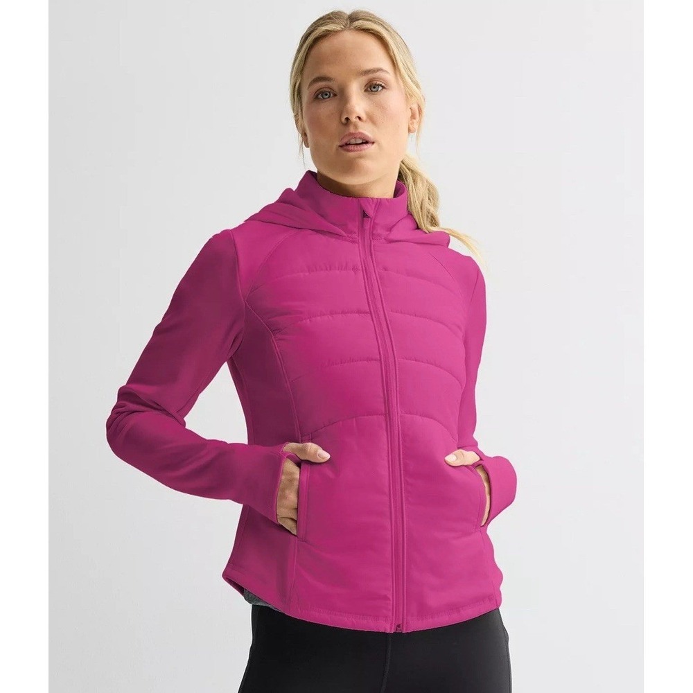 TEK GEAR  NEW ADAPTIVE MIXED‎ MEDIA HOODED JACKET ZIP FRONT COAT WOMENS